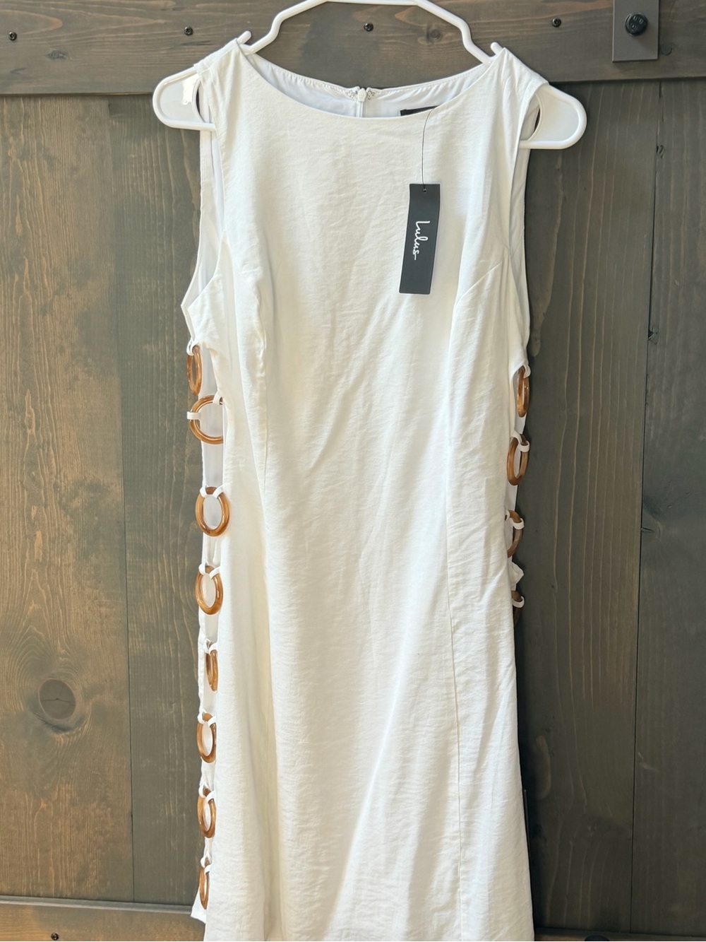 Lulu's White Mini Dress with Decorative Side Rings - Picture 4 of 7